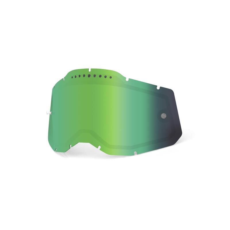 100% Replacement Dual Pane Goggle Lens, Racecraft2/Accuri2/Strata2, Vented, Green Mirror