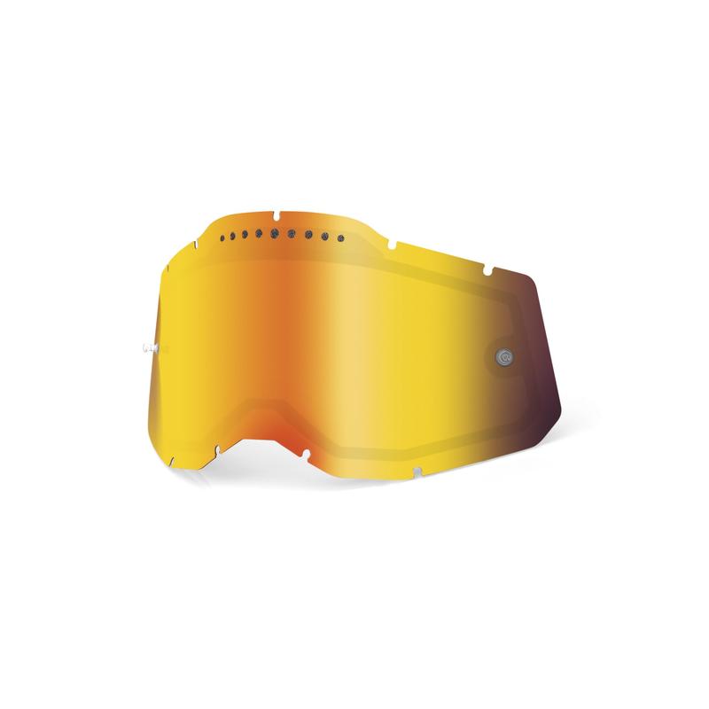 100% Replacement Dual Pane Goggle Lens, Racecraft2/Accuri2/Strata2, Vented, Red Mirror