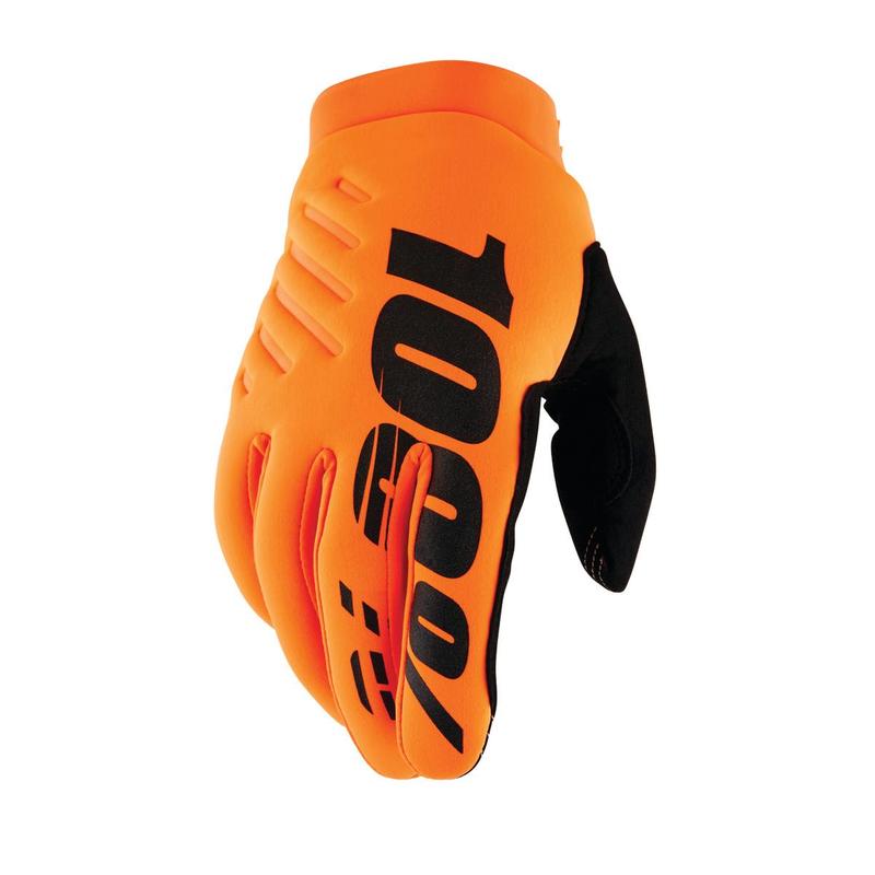 100% Brisker Cold Weather Gloves, Fluo Orange/Black, Large