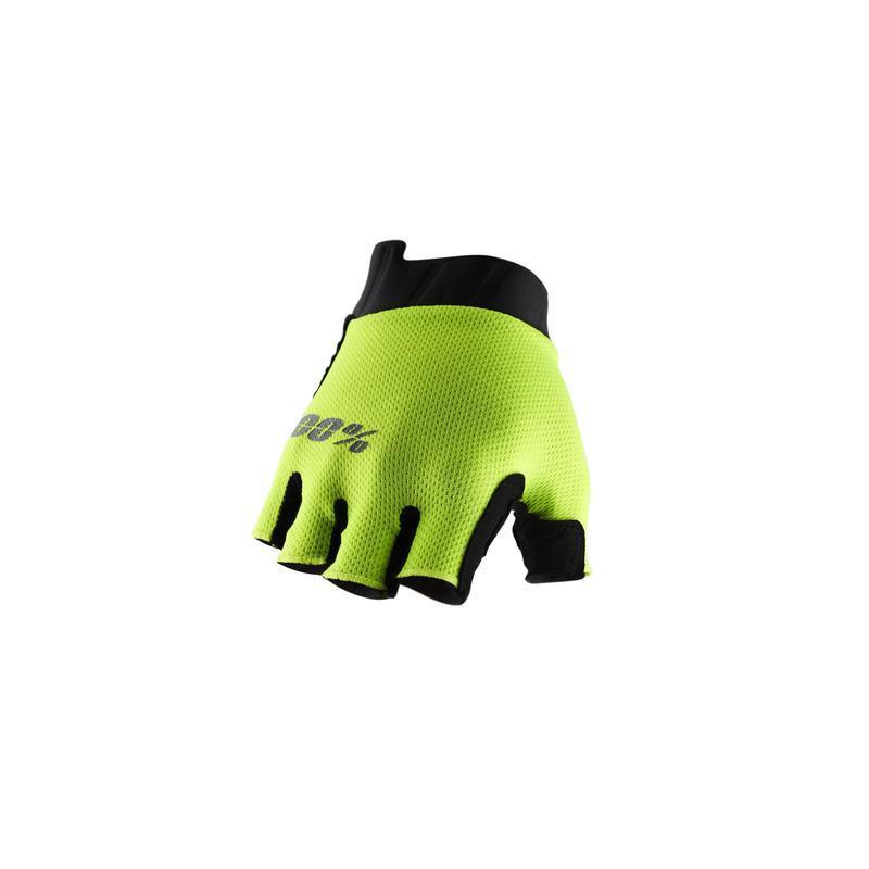 100% Exceeda Gel Short Finger Road Gloves, Fluo Yellow, X-Large (XL)