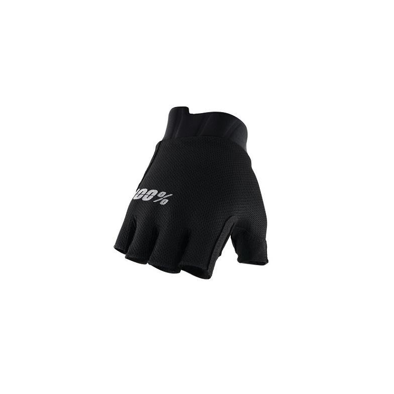 100% Exceeda Gel Short Finger Road Gloves, Black, Women's Large