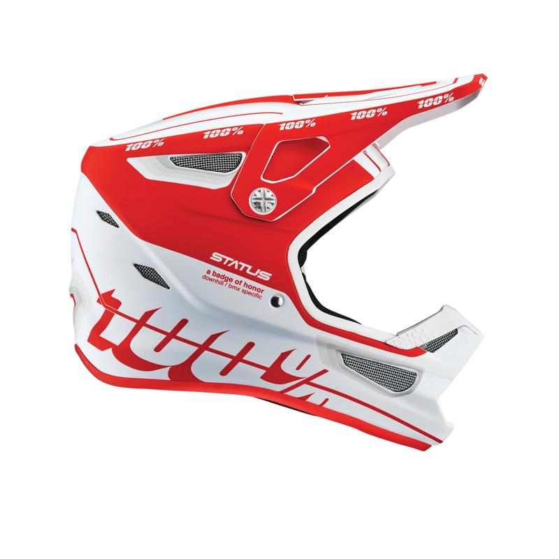 100% Status DH/BMX Helmet, Topenga Red/White, Youth Small