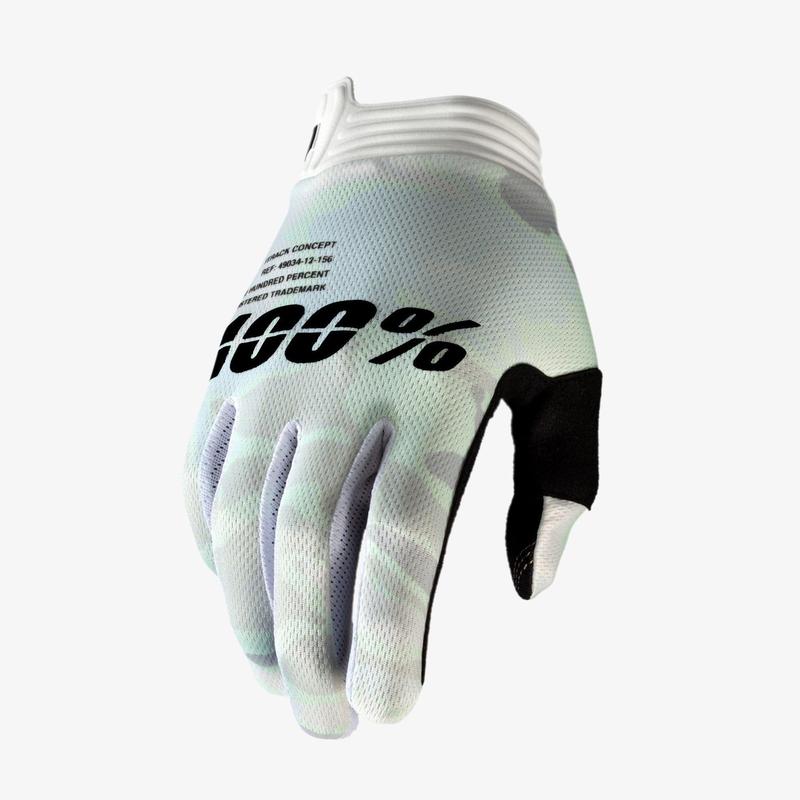 100% iTrack Gloves, White Camo, Small