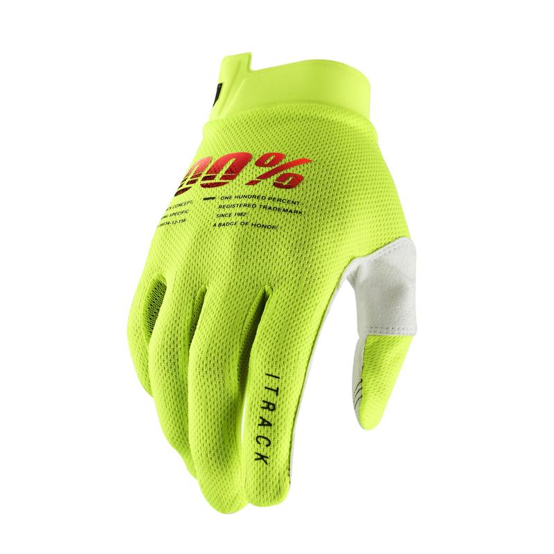 100% iTrack Gloves, Fluo Yellow, Small