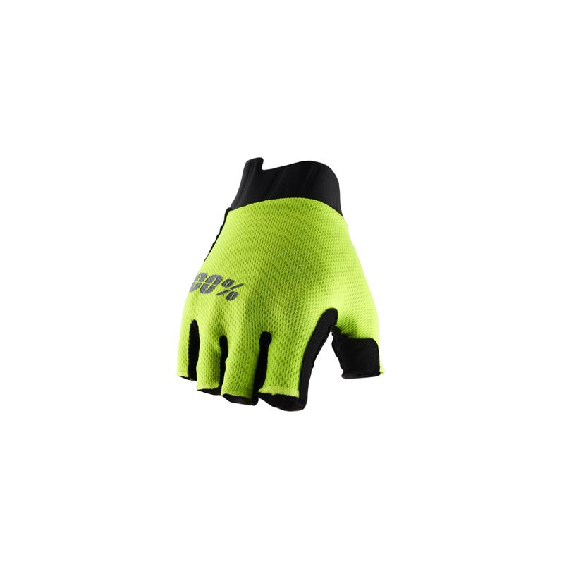 100% Exceeda Gel Short Finger Road Gloves, Fluo Yellow, Women's X-Large (XL)