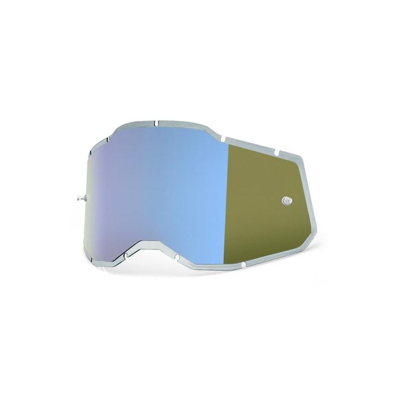 100% Replacement Injected Goggle Lens for Racecraft2/Accuri2/Strata2, Blue Mirror/Smoke