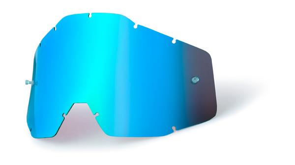 100% Replacement Goggle Lens for Racecraft1/Accuri1/Strata1, Blue Mirror