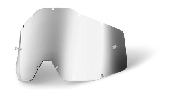 100% Replacement Goggle Lens for Racecraft1/Accuri1/Strata1, Silver Mirror