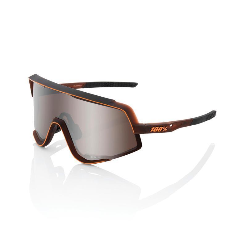 100% Glendale Sunglasses, Matte Translucent Brown Fade frame - HiPER Silver Mirror lens