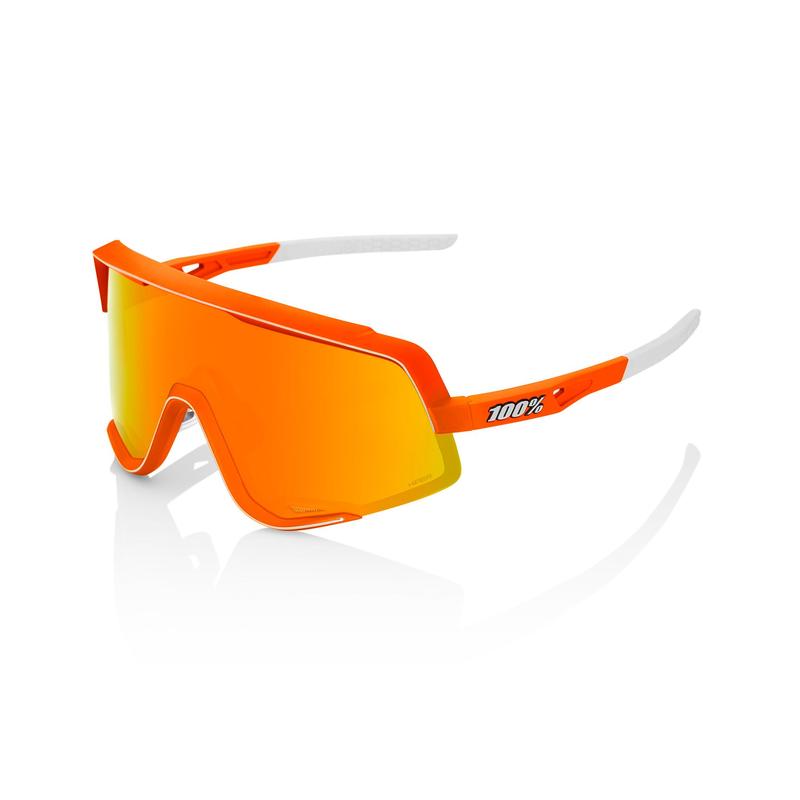 100% Glendale Sunglasses, Neon Orange frame - HiPER Red Multilayer Mirror Lens