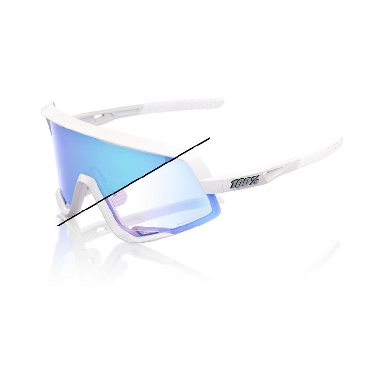 100% Glendale Bastille LE Sunglasses, Pearl White Glitter frame - Blue Mirror Photochromic Lens