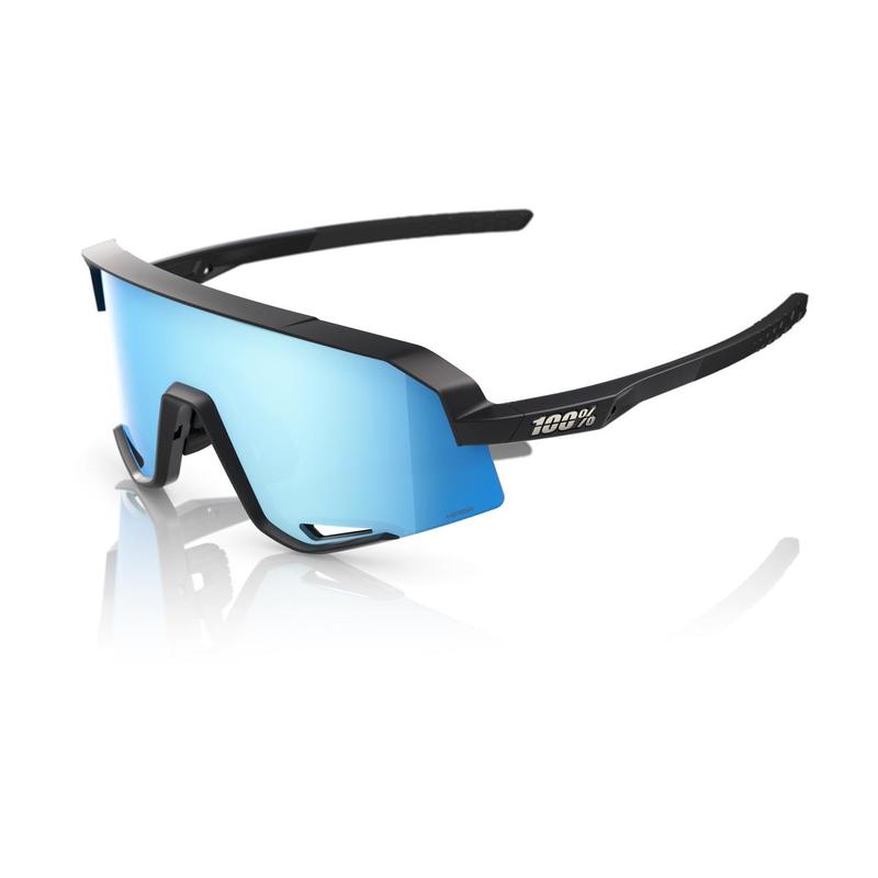 100% Slendale Sunglasses, Matte Black frame - HiPER Blue Multilayer Mirror Lens