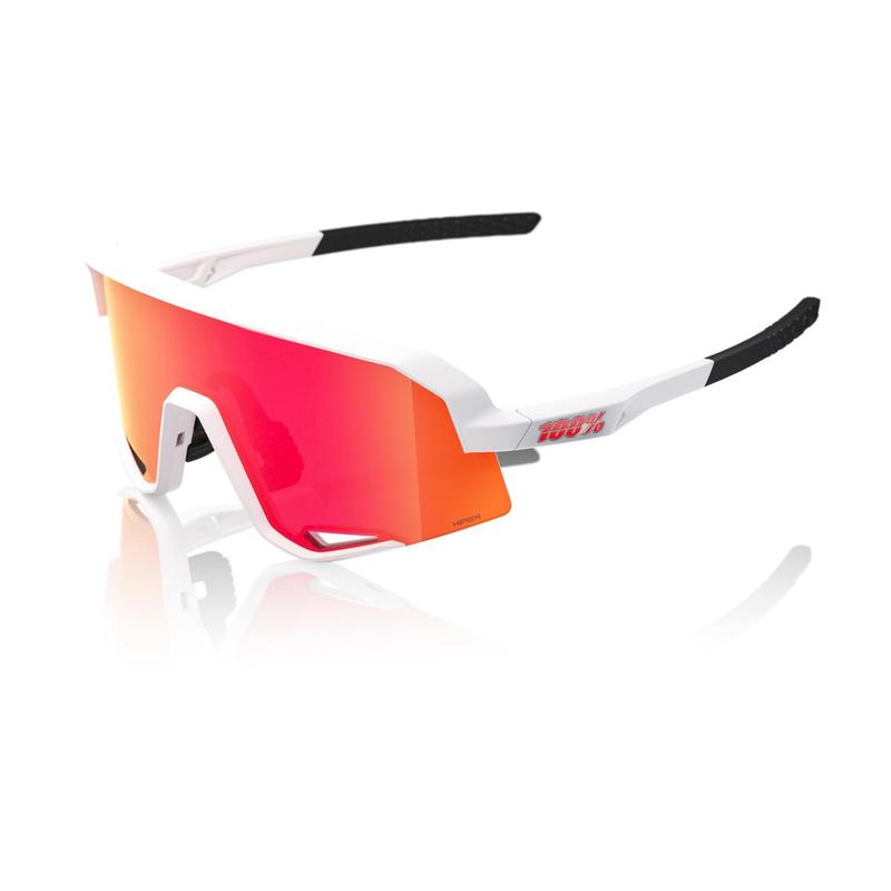 100% Slendale Sunglasses, Matte White frame - HiPER Red Multilayer Mirror Lens