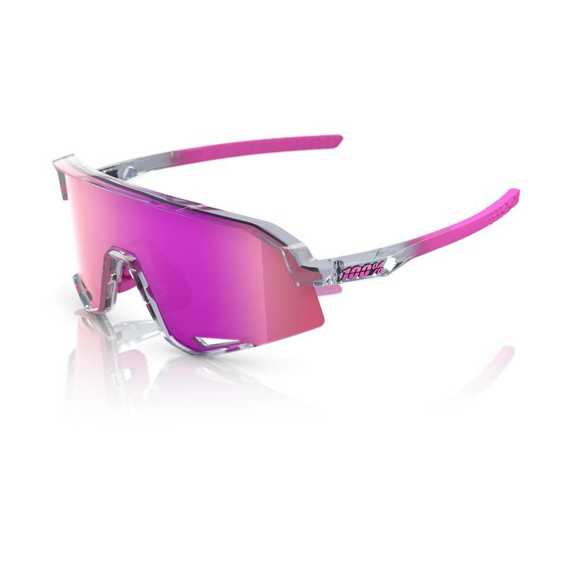 100% Slendale Sunglasses, Polished Translucent Grey frame - Purple Multilayer Mirror Lens