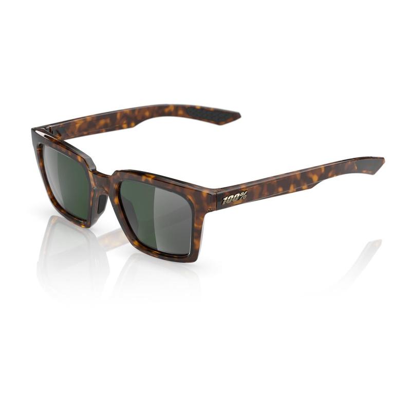 100% Erba Sunglasses, Gloss Havana frame - Grey Green Lens