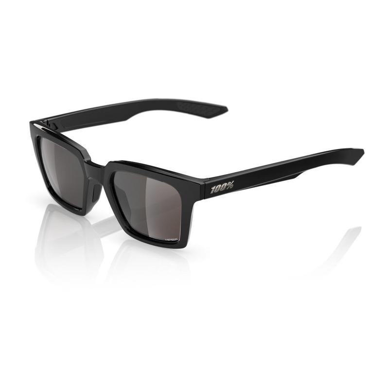 100% Erba Sunglasses, Polished Black frame - HiPER Silver Mirror Lens