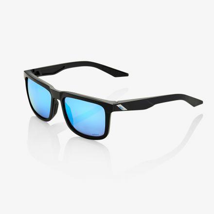 100% Blake Sunglasses, Matte Black frame - HiPER Blue Multilayer Mirror Lens