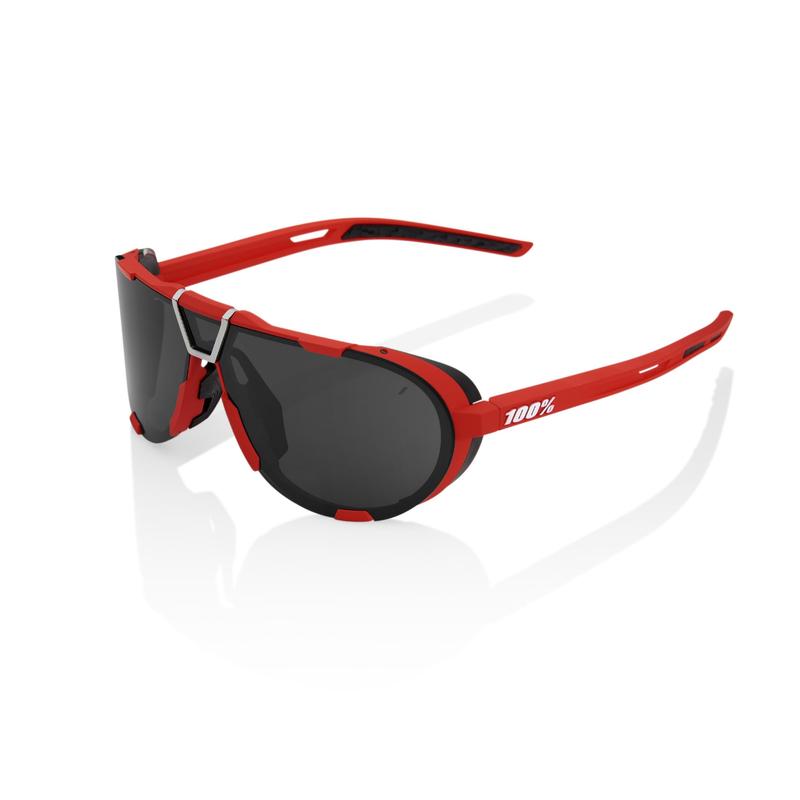 100% Westcraft Sunglasses, Soft Tact Red frame - Black Mirror Lens