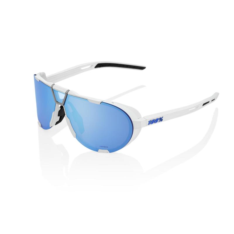 100% Westcraft Sunglasses, Soft Tact White frame - HiPER Blue Multilayer Mirror Lens