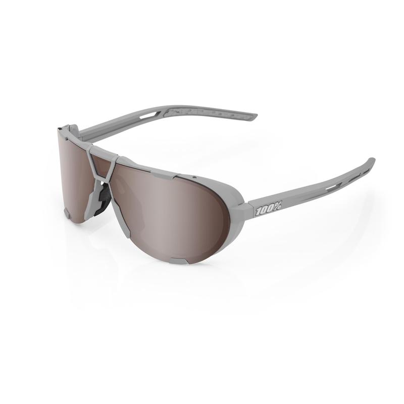 100% Westcraft Sunglasses, Soft Tact Cool Grey frame - HiPER Crimson Silver Mirror Lens