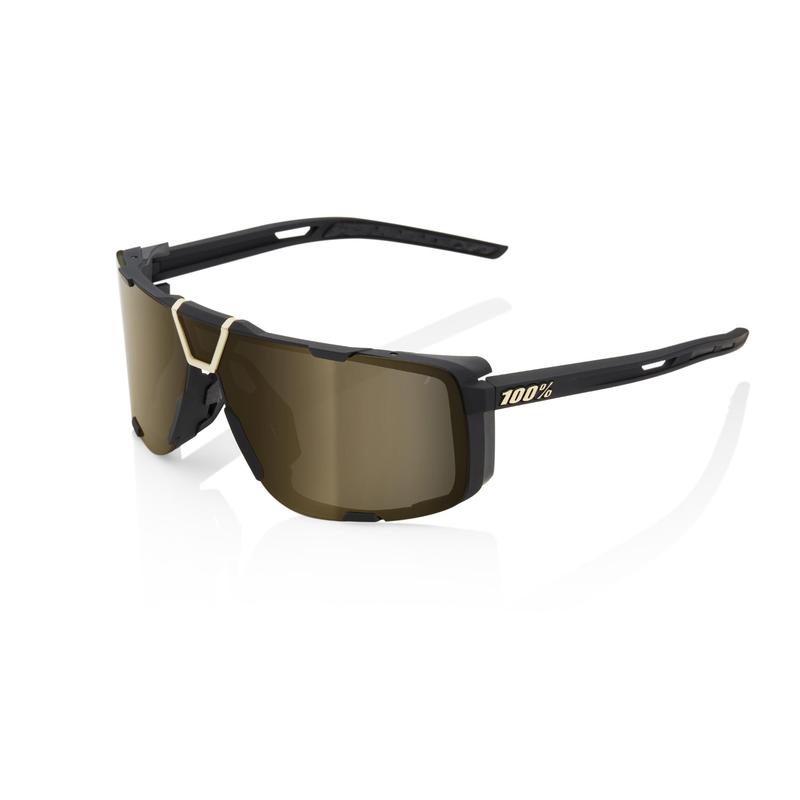 100% Eastcraft Sunglasses, Soft Tact Black frame - Gold Mirror Lens