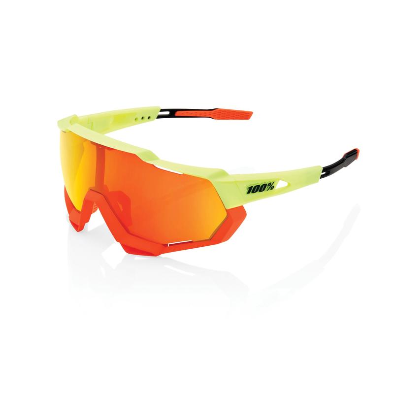 100% SpeedTrap Sunglasses, Soft Tact Oxyfire frame - HiPER Red Multilayer Mirror Lens