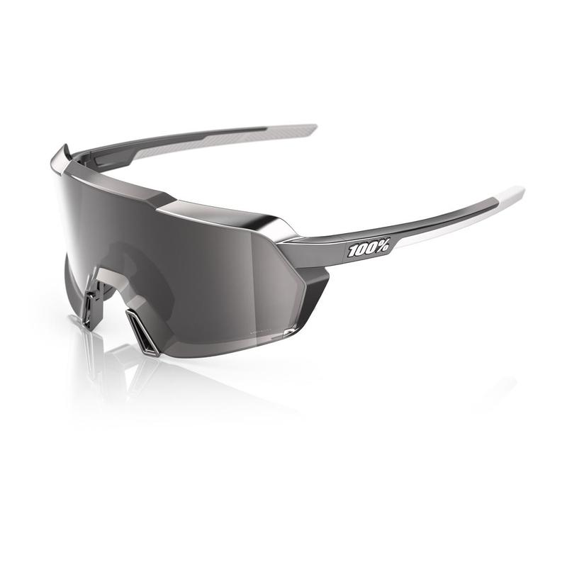 100% Korbin Sunglasses, Gloss Black Chrome frame - HiPER Silver Mirror Lens