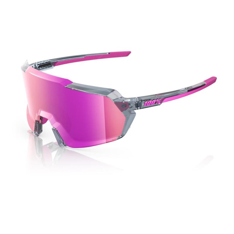 100% Korbin Sunglasses, Polished Translucent Grey frame - Purple Multilayer Mirror Lens