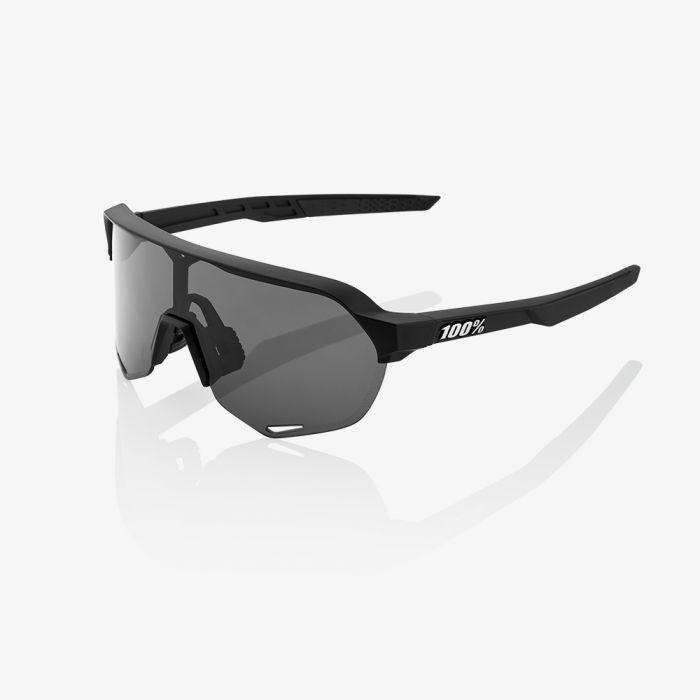 100% S2 Sunglasses, Soft Tact Black frame - Smoke Lens