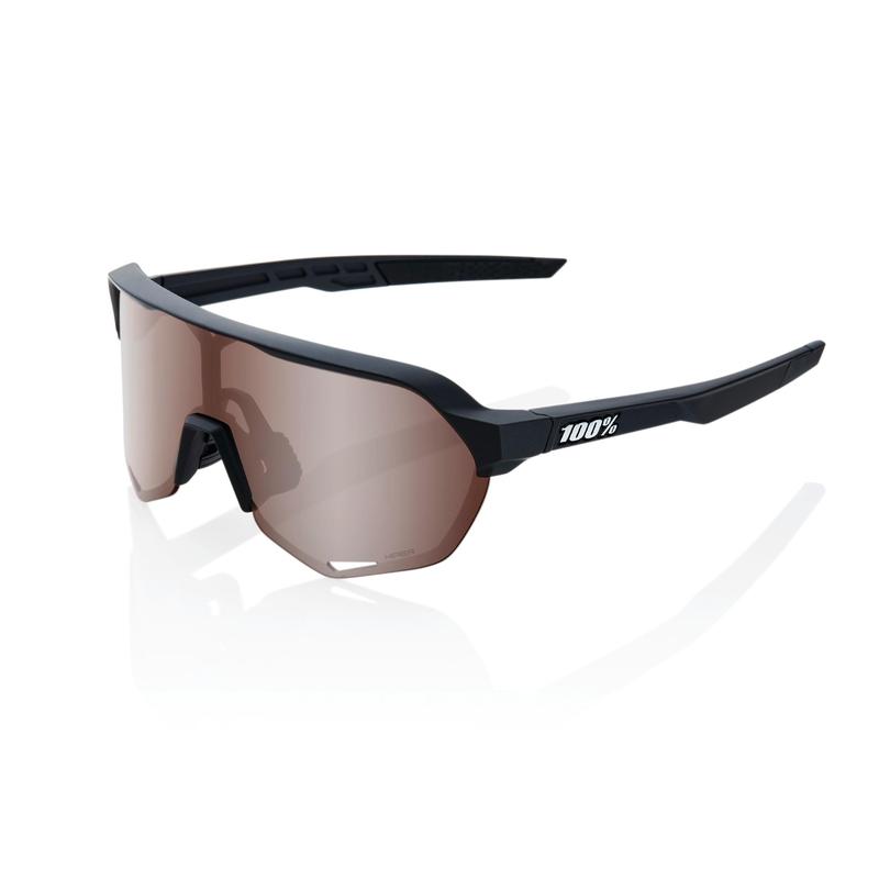 100% S2 Sunglasses, Soft Tact Black frame - HiPER Crimson Silver Mirror Lens