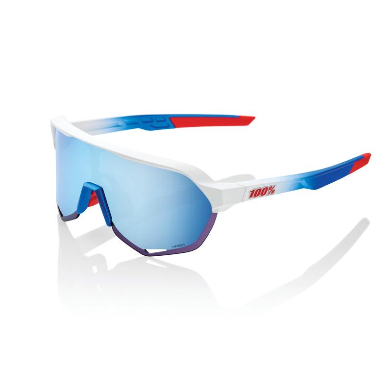 100% S2 Sunglasses, TotalEnergies Team Matte White / Metallic Blue - HiPER Blue Multilayer Mirror Lens