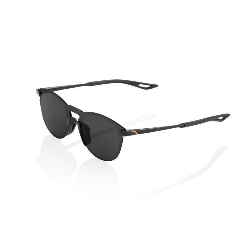 100% Legere Round UltraCarbon Sunglasses, Polished Black frame - Smoke Lens