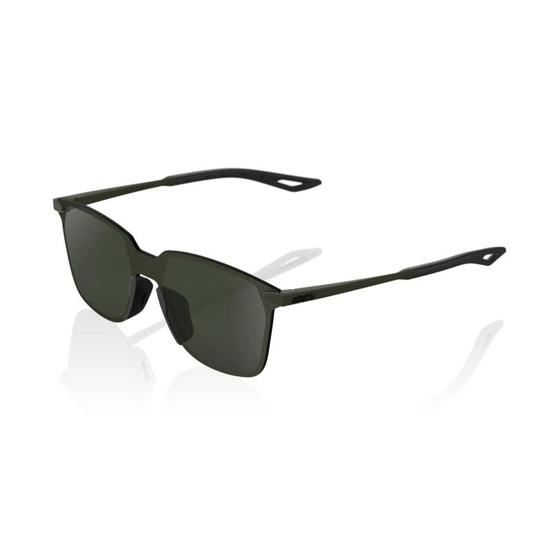 100% Legere Square UltraCarbon Sunglasses, Soft Tact Army Green frame - Grey Green Lens