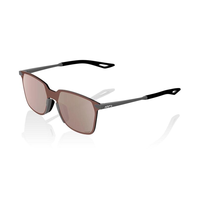 100% Legere Square UltraCarbon Sunglasses, Soft Tact Cool Grey frame - HiPER Crimson Silver Mirror Lens