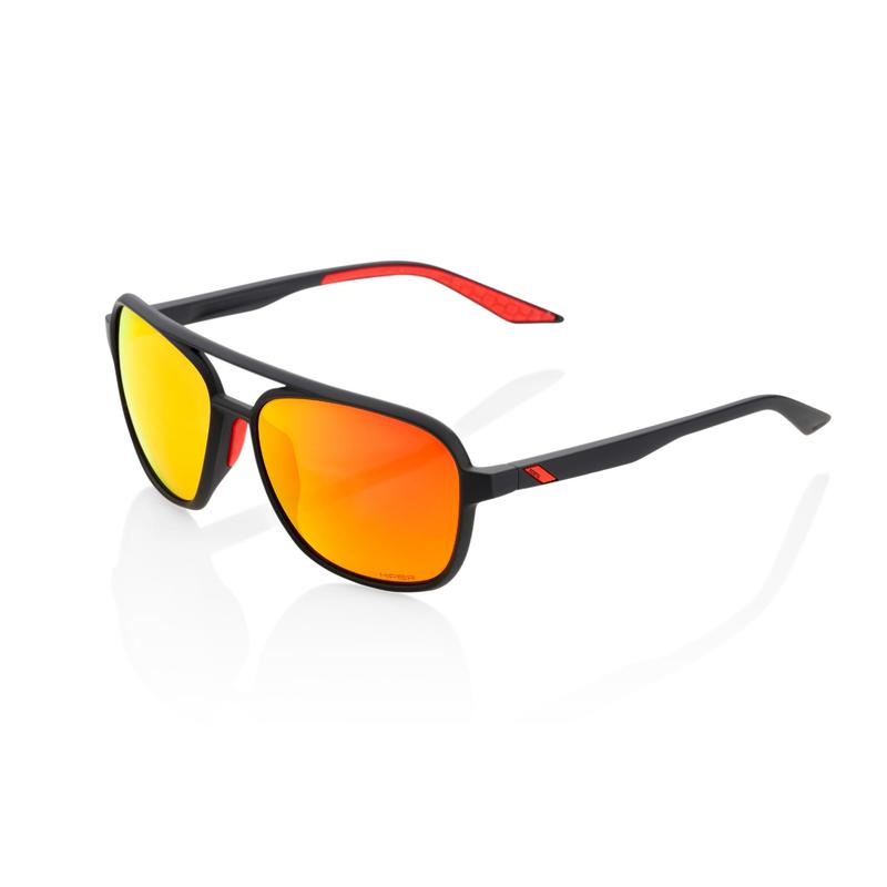 100% Kasia Sunglasses, Soft Tact Black frame - HiPER Red Multilayer Mirror Lens