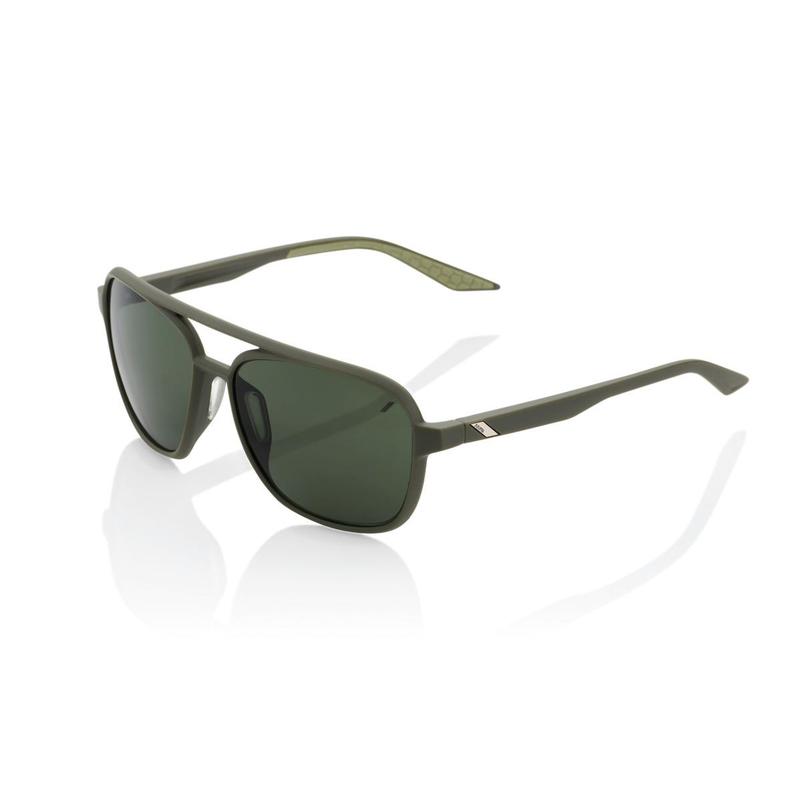 100% Kasia Sunglasses, Soft Tact Army Green frame - Grey Green Lens