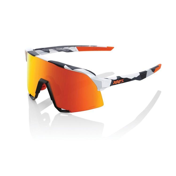 100% S3 Sunglasses, Soft Tact Grey Camo frame - HiPER Red Multilayer Mirror Lens