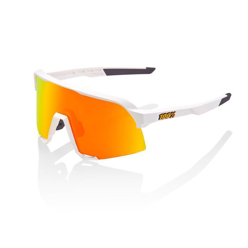 100% S3 Sunglasses, Soft Tact White frame - HiPER Red Multilayer Mirror Lens
