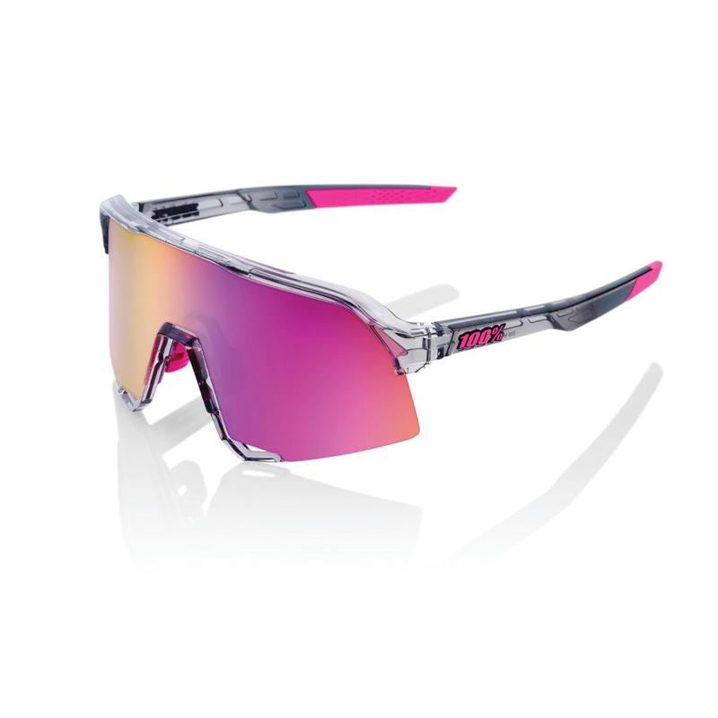 100% S3 Tokyo Night Edition Sunglasses, Polished Translucent Grey frame - Purple Multilayer Mirror Lens