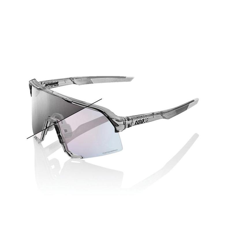 100% S3 Sunglasses, Polished Translucent Grey frame - Rose Gold Mirror Photochromic Lens