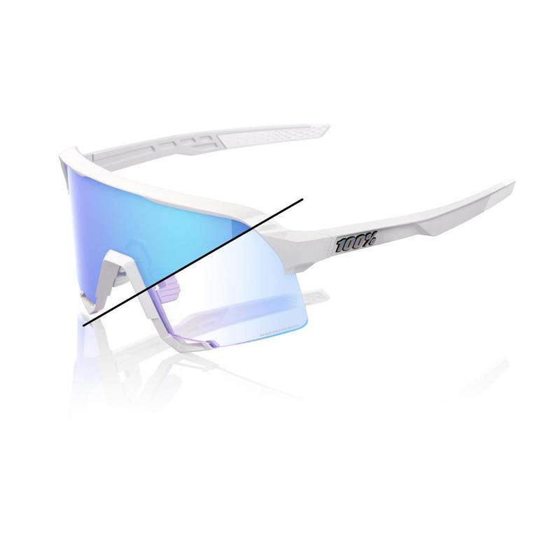 100% S3 Bastille LE Sunglasses, Pearl White Glitter frame - Blue Mirror Photochromic Lens