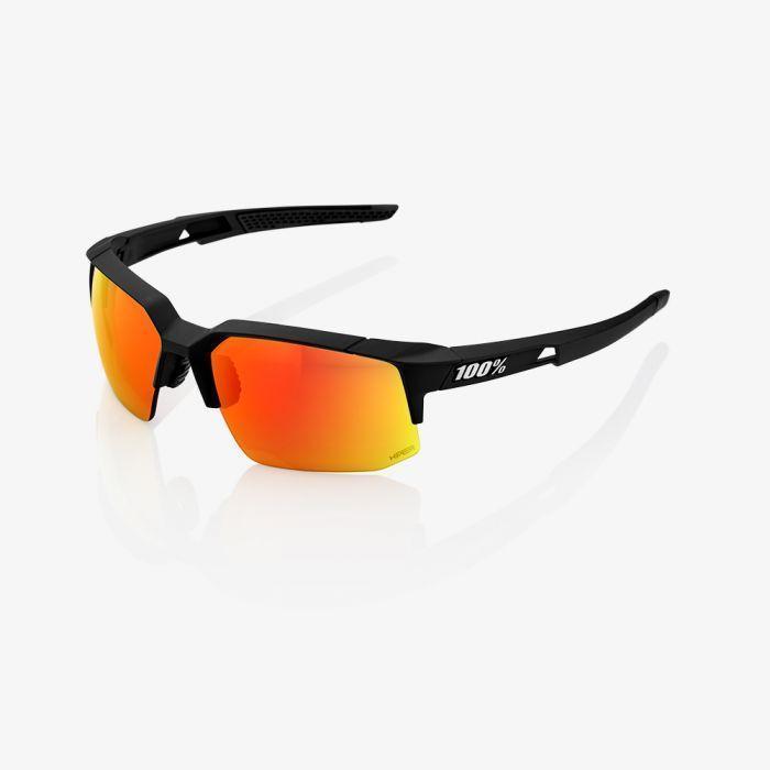 100% Speedcoupe Sunglasses, Soft Tact Black frame - HiPER Red Multilayer Mirror Lens