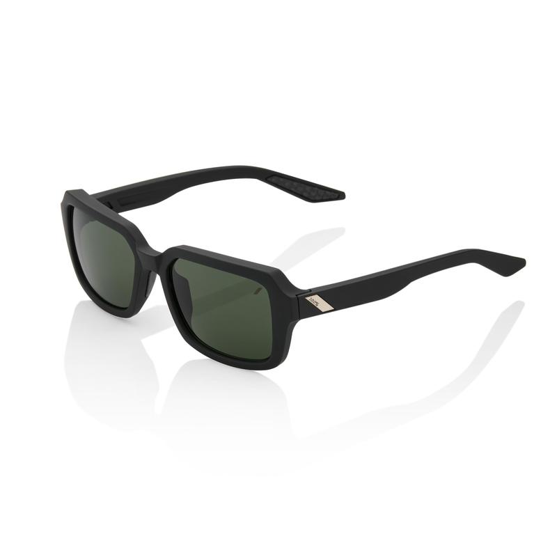 100% Rideley Sunglasses, Soft Tact Black frame - Grey Green Lens