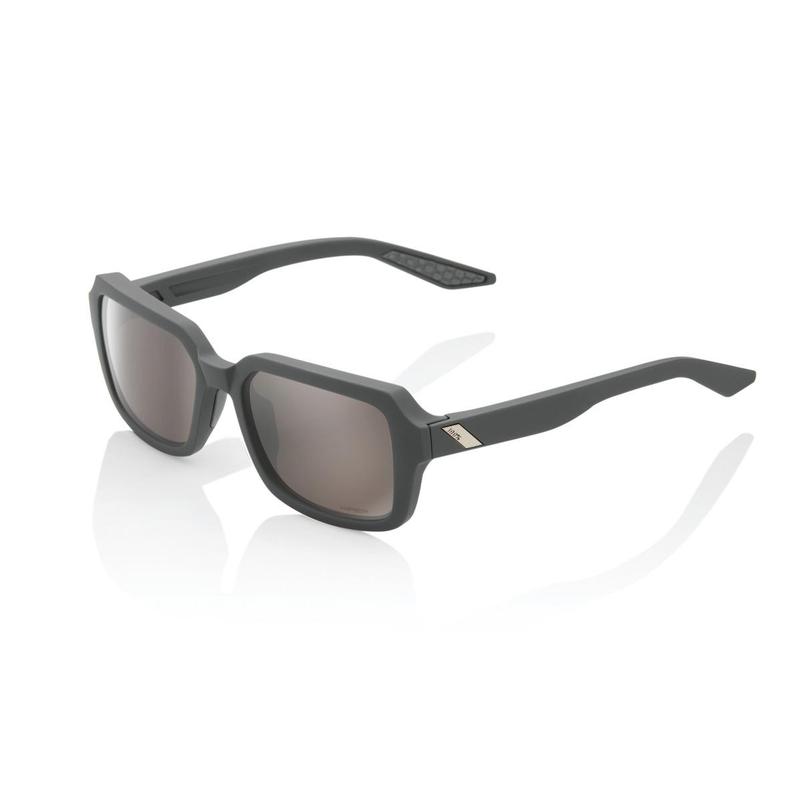 100% Rideley Sunglasses, Soft Tact Cool Grey frame - HiPER Silver Mirror Lens
