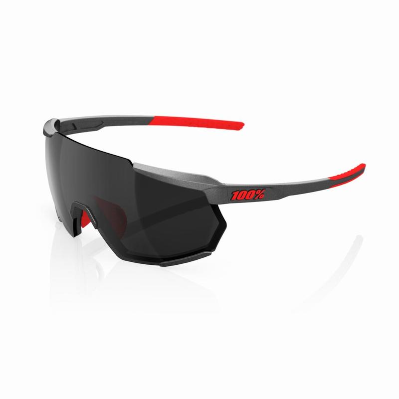 100% Racetrap 3.0 Sunglasses, Matte Gunmetal frame - Black Mirror Lens