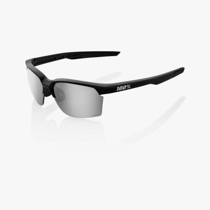100% Sportcoupe Sunglasses, Matte Black Frame, HiPER Silver Mirror Lens