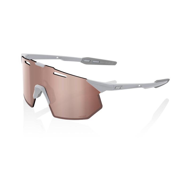100% Hypercraft SQ Sunglasses, Matte Stone Grey frame - HiPER Crimson Silver Mirror Lens