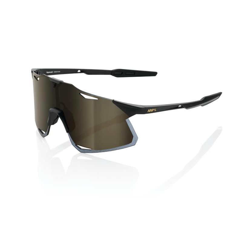 100% Hypercraft Sunglasses, Matte Black frame - Soft Gold Mirror Lens