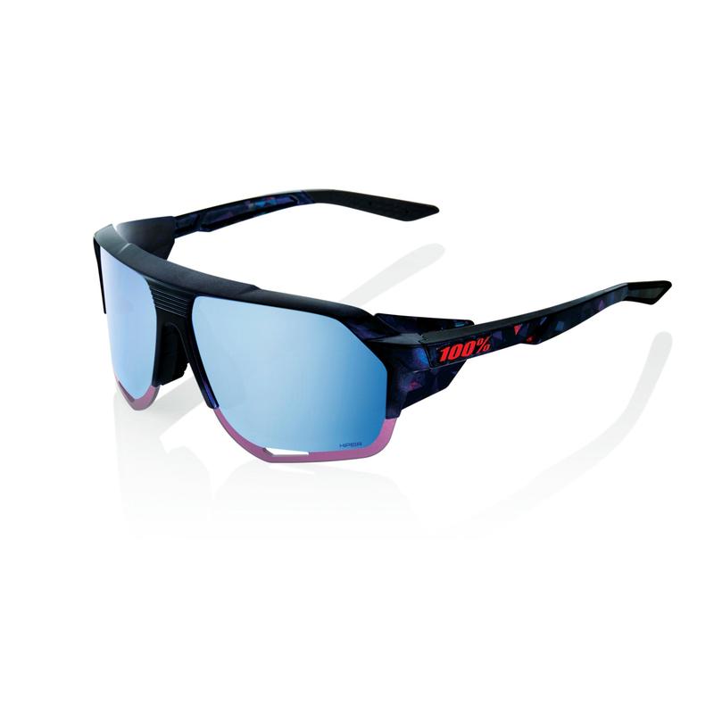 100% Norvik Sunglasses, Black Holographic - HiPER Blue Multilayer Mirror Lens
