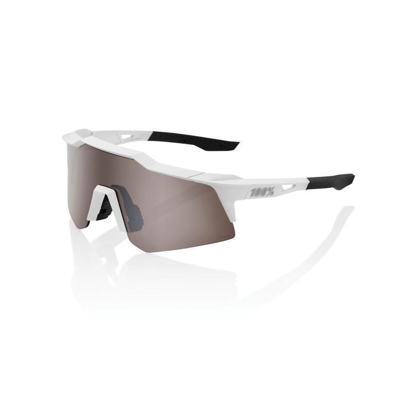 100% Speedcraft XS Sunglasses, Matte White frame - HiPER Silver Mirror Lens